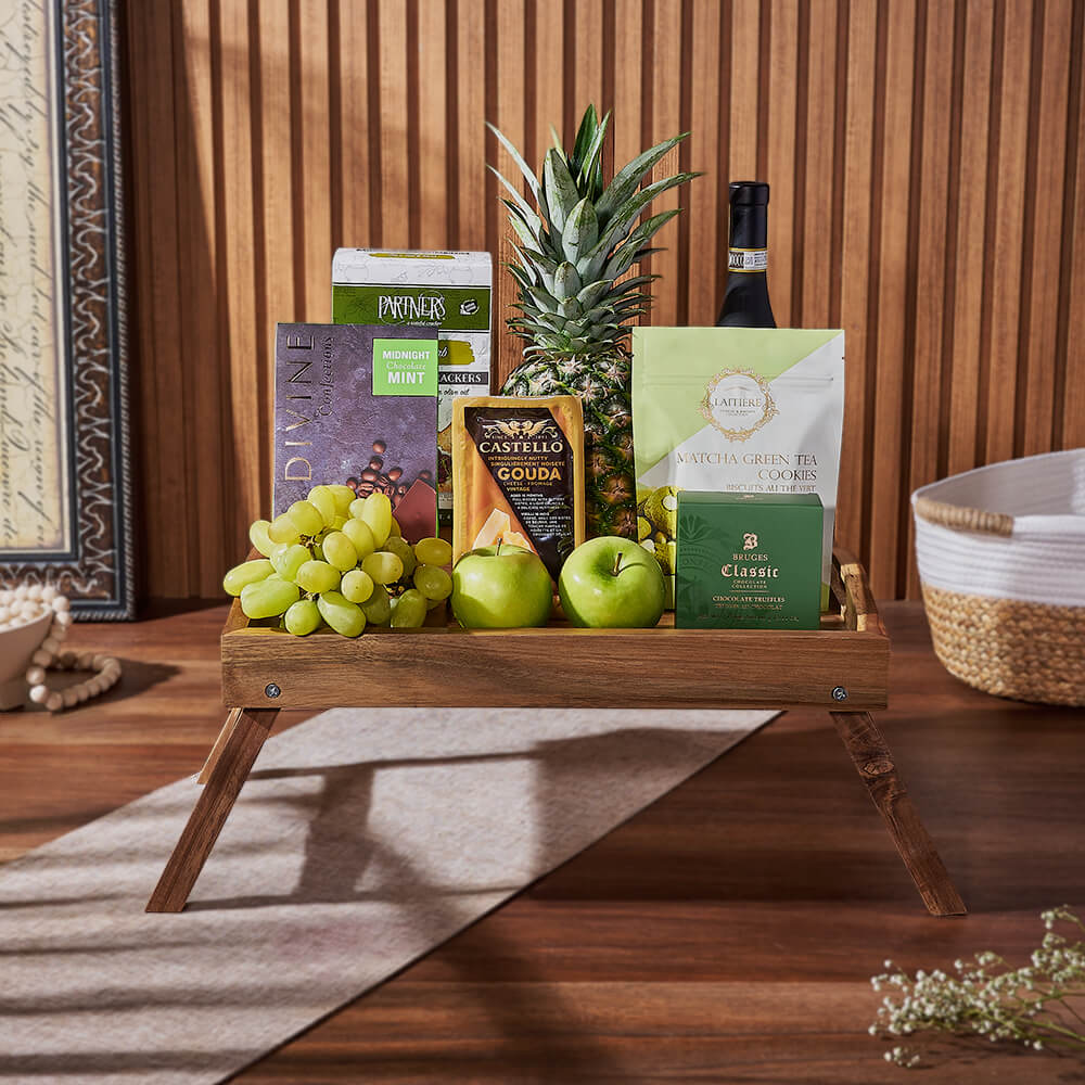 Green &amp; Bountiful Wine Gift Set, wine gift, wine, chocolate gift, chocolate, fruit gift, fruit, California delivery