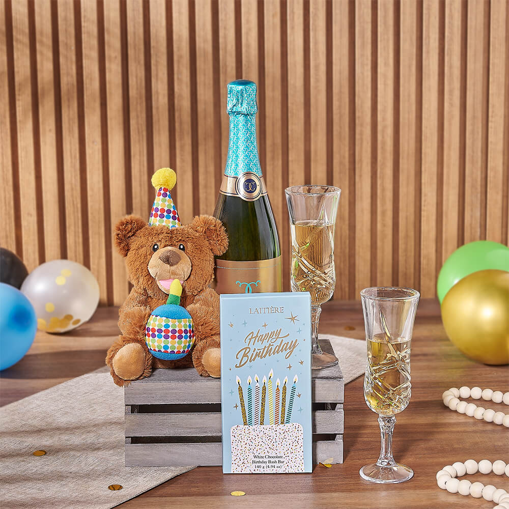 Happy Birthday Champagne &amp; Chocolate Crate, champagne gift, champagne, sparkling wine gift, sparkling wine, birthday gift, birthday, California delivery