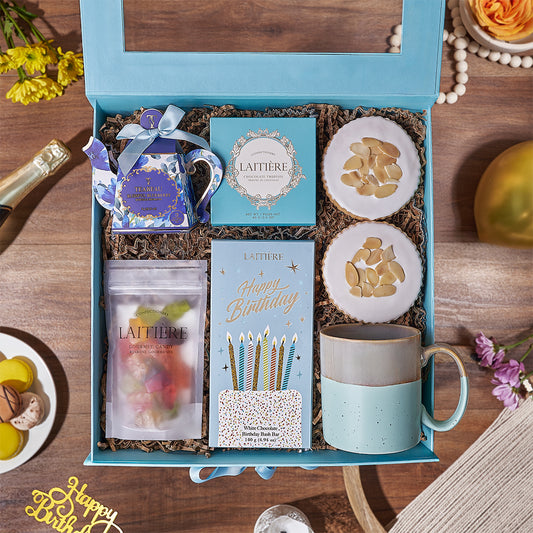 Happy Birthday Tea Time Gift Box, tea gift, tea, chocolate gift, chocolate, birthday gift, birthday, California delivery