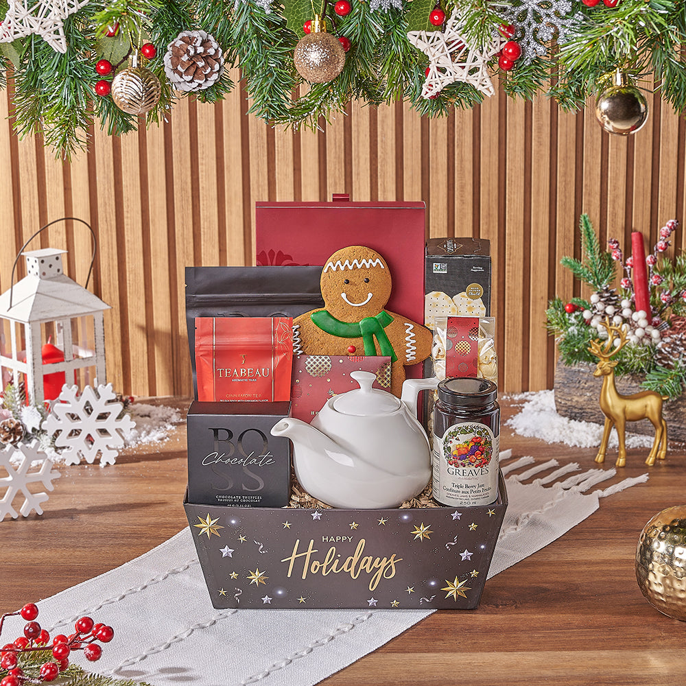 Have A Chocolatey Christmas Basket, christmas gift, christmas, chocolate gift, chocolate, cookie gift, cookie, tea gift, tea, California delivery