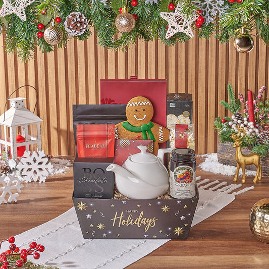 Have A Chocolatey Christmas Basket, christmas gift, christmas, chocolate gift, chocolate, cookie gift, cookie, tea gift, tea, California delivery