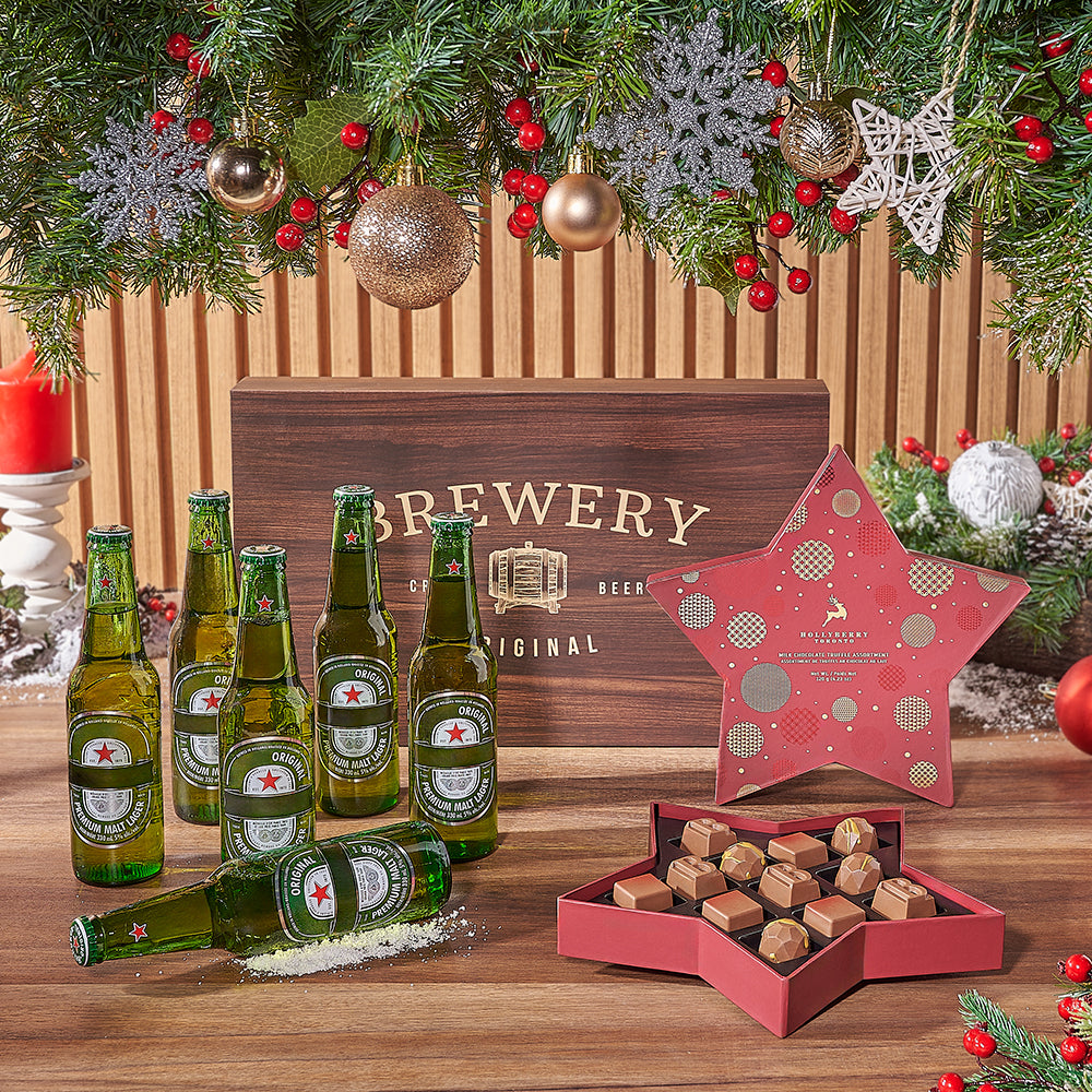 Holiday Beer &amp; Chocolates Set, beer gift, beer, chocolate gift, chocolate, christmas gift, christmas, California delivery