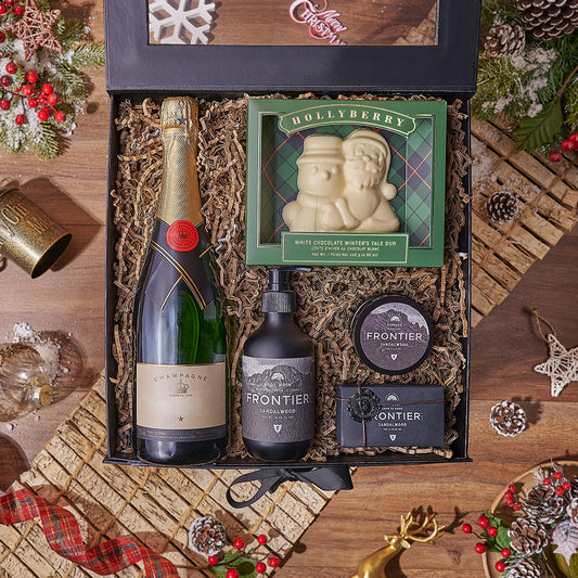 Holiday Bubbly & Spa Gift Box, chocolate gift, chocolate, champagne gift, champagne, sparkling wine gift, sparkling wine, Christmas gift, Christmas, California delivery