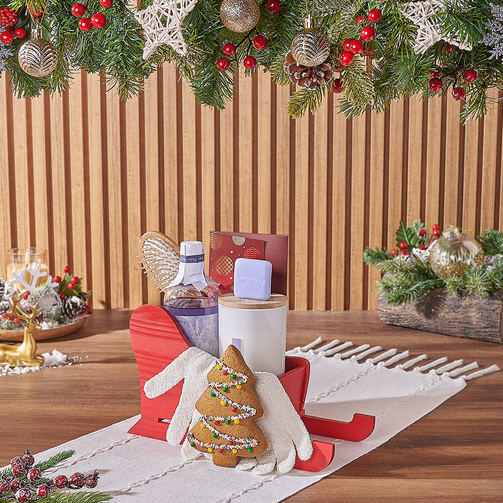Holiday Spa Gift Sleigh, spa gift, spa, Christmas gift, Christmas, chocolate gift, chocolate, California delivery