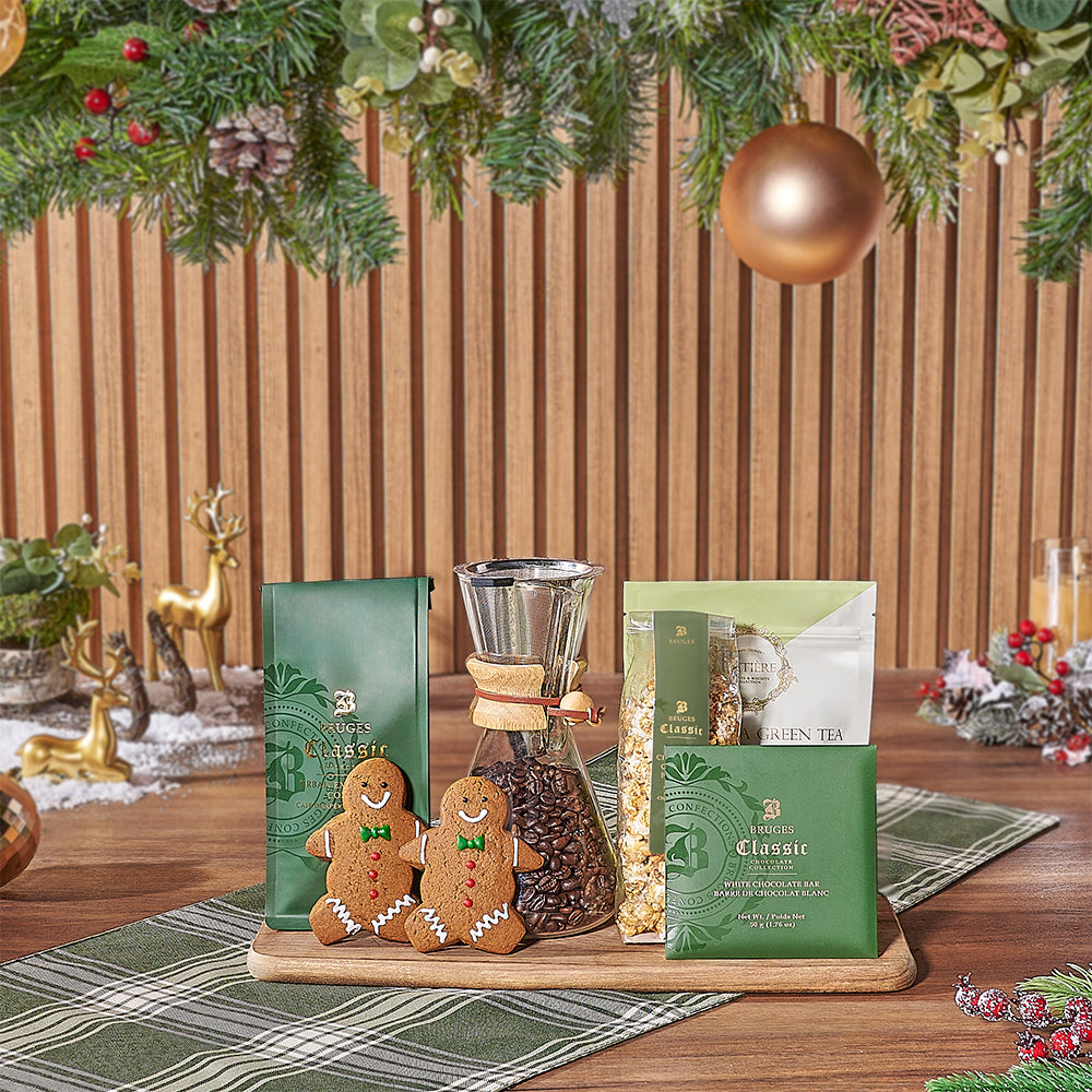 Holiday Warmth Coffee &amp; Treats Basket, christmas gift, christmas, coffee gift, coffee, chocolate gift, chocolate, California delivery