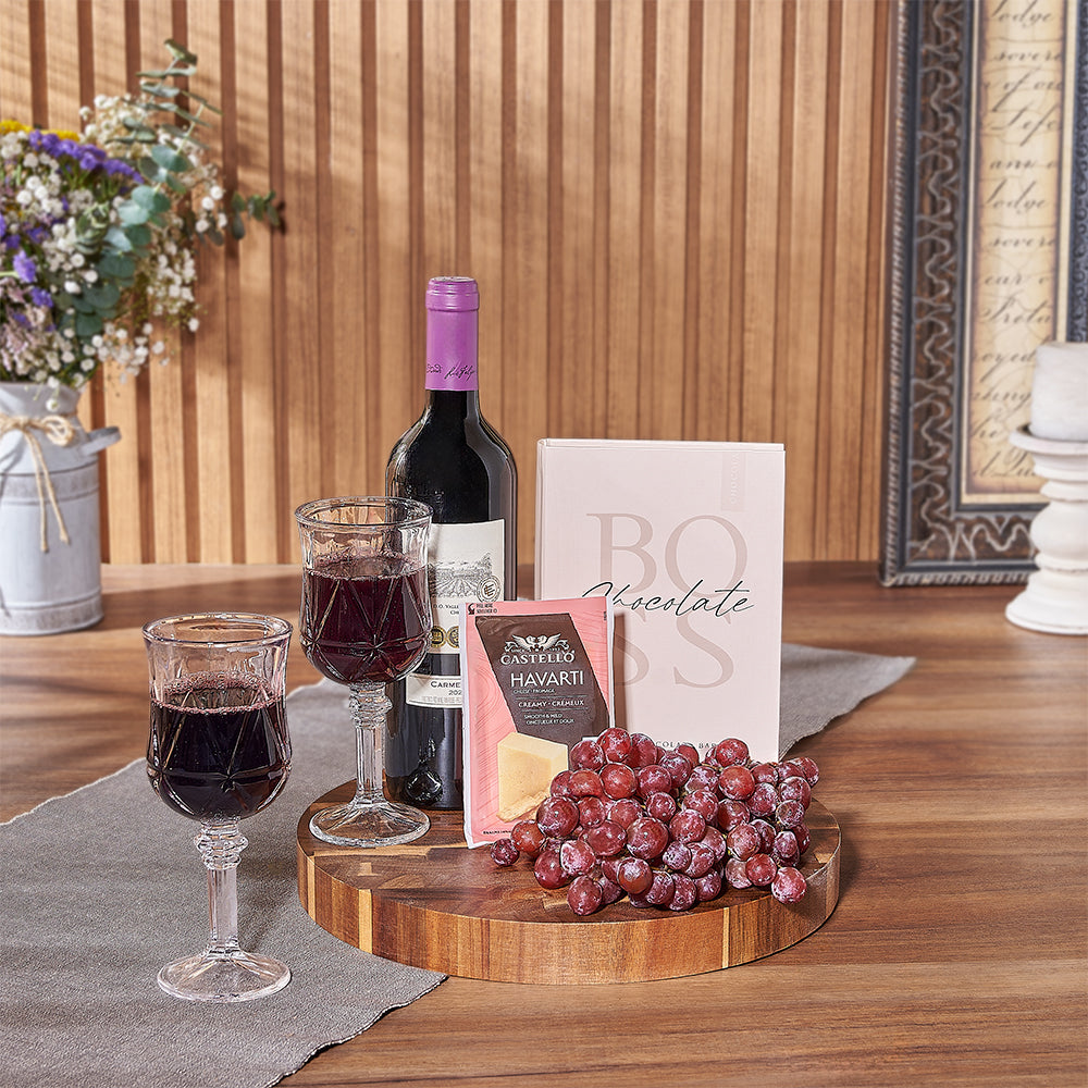 Kosher Wine &amp; Cheese Gift Basket from California Baskets - Wine Gift Set - California Delivery