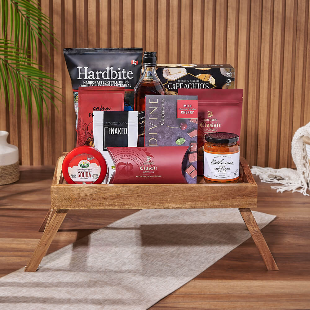Liquor &amp; Cheese Platter Gift Set from California Baskets - Liquor Gift Basket - California Delivery