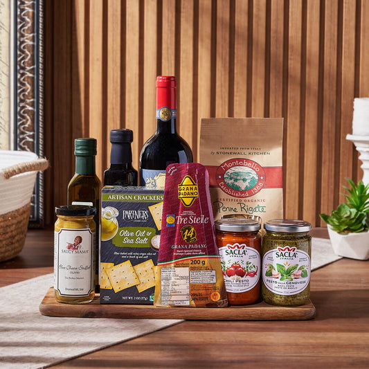 Little Italy Wine Basket, wine gift, wine, pasta gift, pasta, gourmet gift, gourmet, California delivery