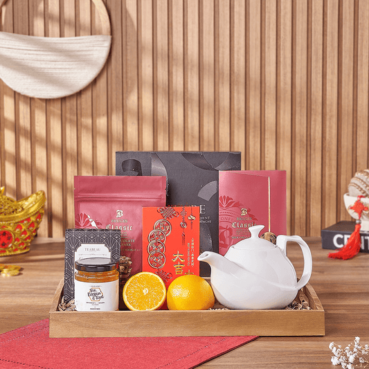 Lucky Tea Time Gift Tray, chinese new year gift, chinese new year, lunar new year gift, lunar new year, tea gift, tea, California delivery