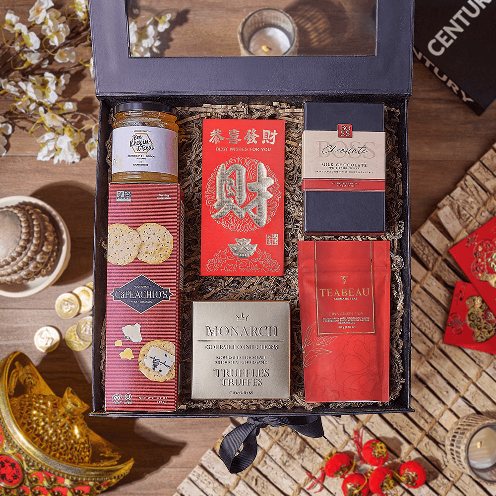 Lucky Tea &amp; Chocolate Gift Box, chinese new year gift, chinese new year, lunar new year gift, lunar new year, California delivery
