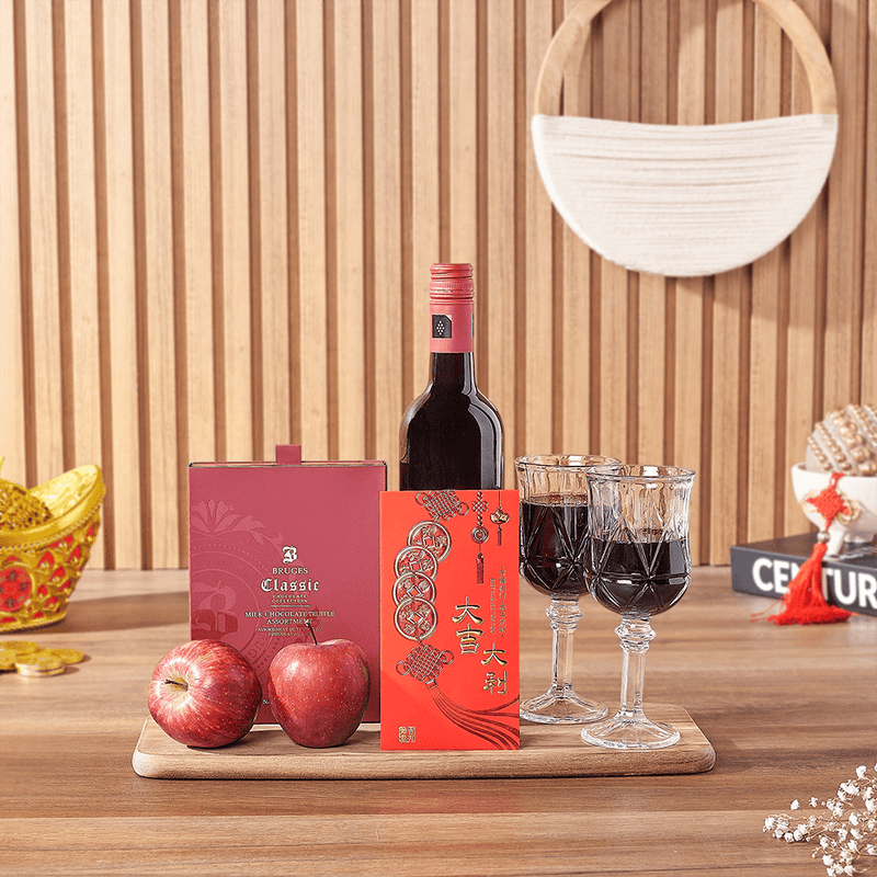 Lunar New Year Wine & Chocolate Gift, wine gift, wine, chinese new year gift, chinese new year, lunar new year gift, lunar new year, California delivery