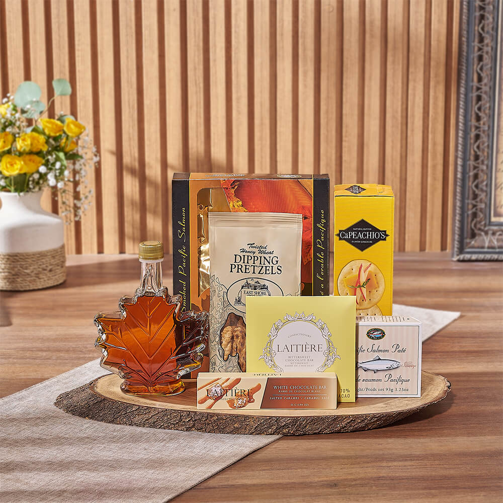 Maple &amp; Salmon Gift Basket, seafood gift, seafood, chocolate gift, chocolate, California delivery