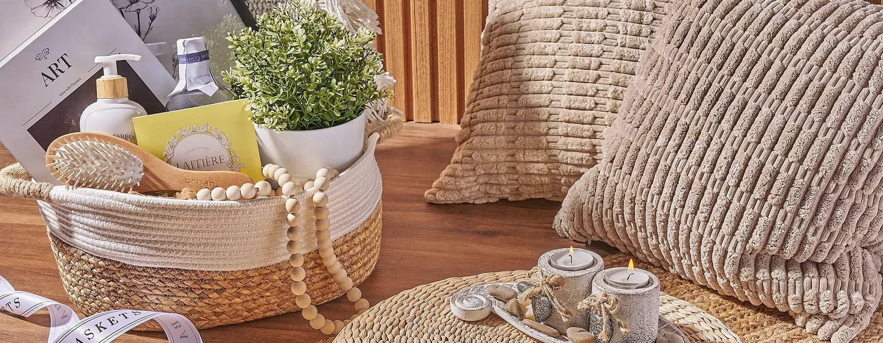 Gift basket assembly and packaging process for delivery