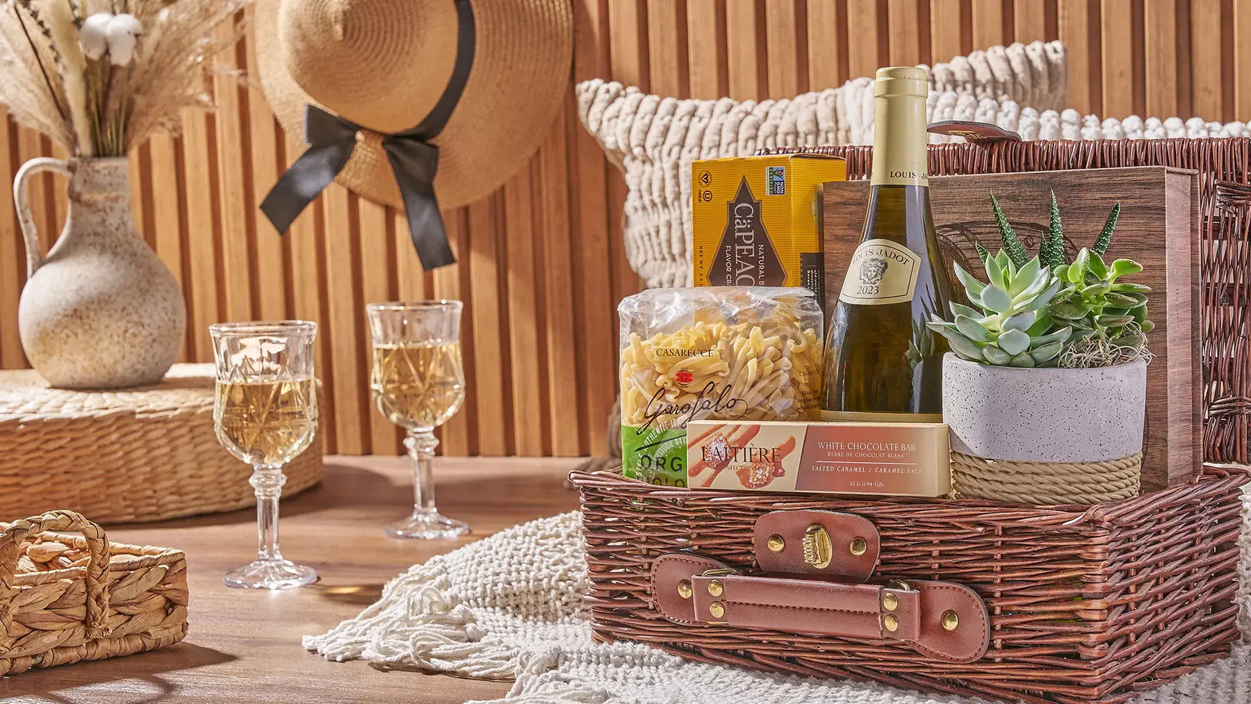 Professionally arranged gift baskets ready for delivery in California