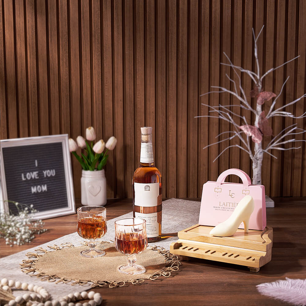 Mother's Day Swansea Liquor &amp; Chocolate Basket from California Baskets - Liquor Gift Basket - California Delivery