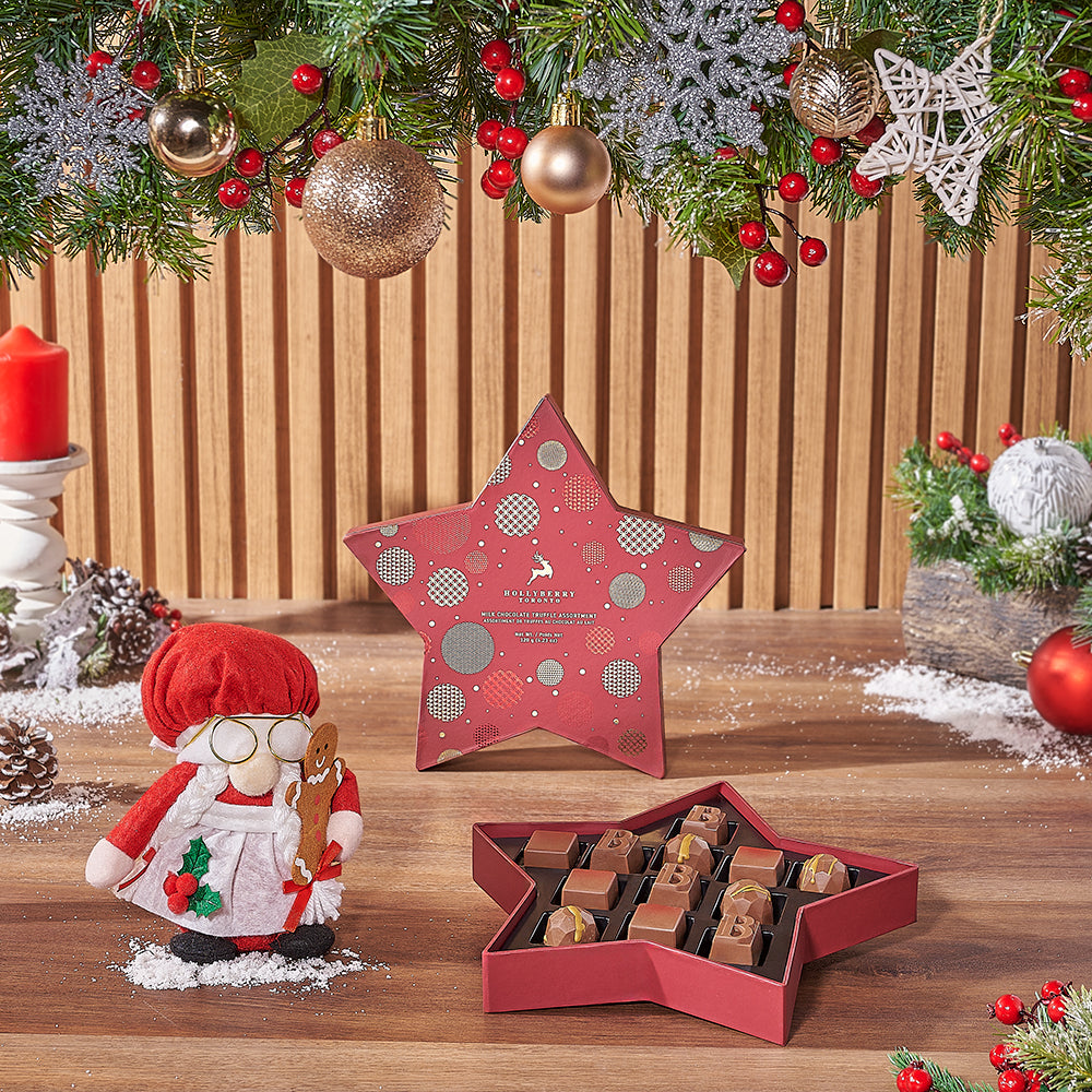 Mrs. Claus &amp; Gourmet Chocolates Gift Set from California Baskets - Gourmet Gift Basket - California  Delivery