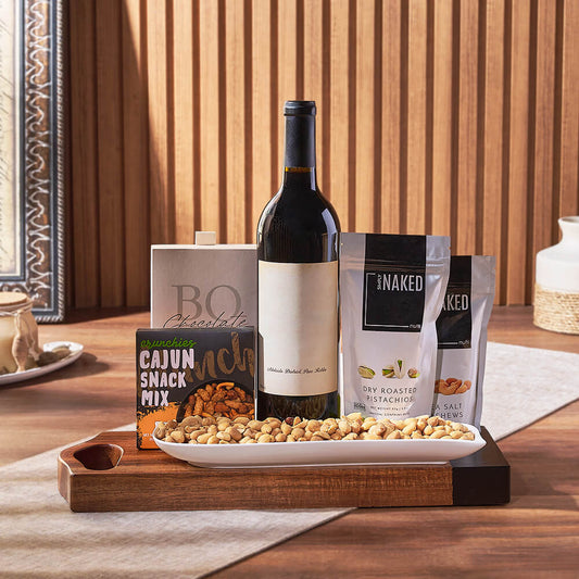 Nutty Surprise Wine Gift Basket, wine gift, wine, nuts gift, nuts, snack gift, snack, California delivery