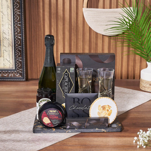 Oakridge Elegant Champagne Basket, champagne gift, champagne, sparkling wine gift, sparkling wine, chocolate gift, chocolate, California delivery