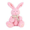 Posh Dusty Rose Pointy eared Bunny wears a pink and cream polka-dotted bow around her neck. Super soft and ready for cute cuddles and snuggles. This posh bunny has pink coloured fur and is 9" tall from California Baskets - California Delivery