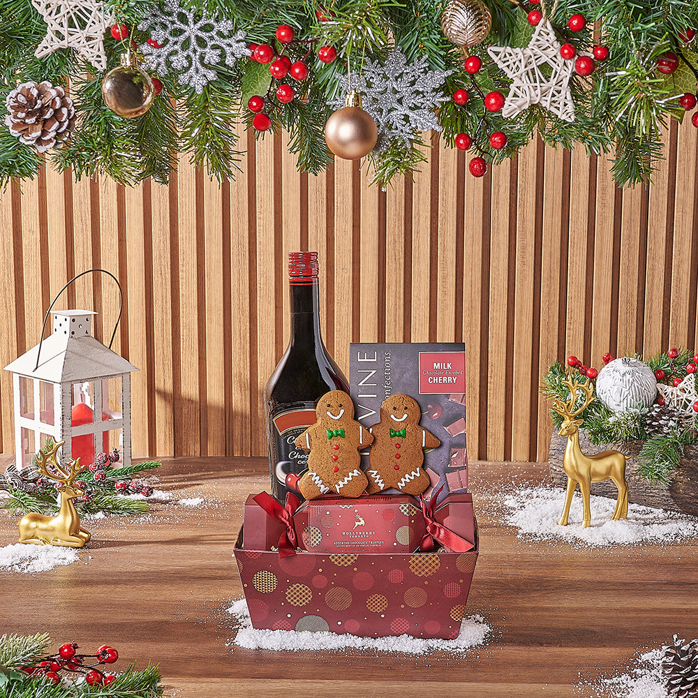 Red Sweets &amp; Spirits Gift Set, liquor gift, liquor, chocolate gift, chocolate, christmas gift, christmas, California delivery