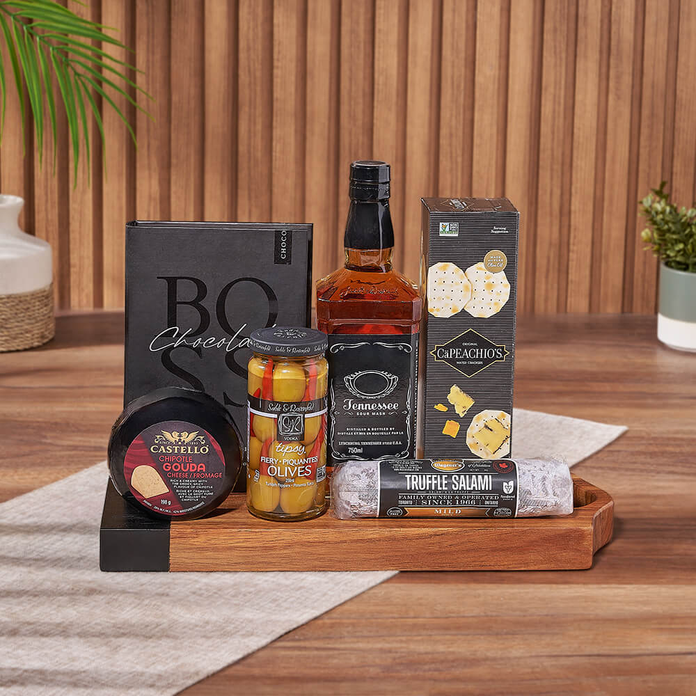 Salami, Cheese &amp; Liquor Board, liquor gift, liquor, charcuterie gift, charcuterie, California delivery