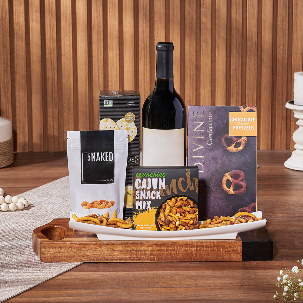 Salty Snack &amp; Wine Gift Set, wine gift, wine, snack gift, snack, nuts gift, nuts, California delivery