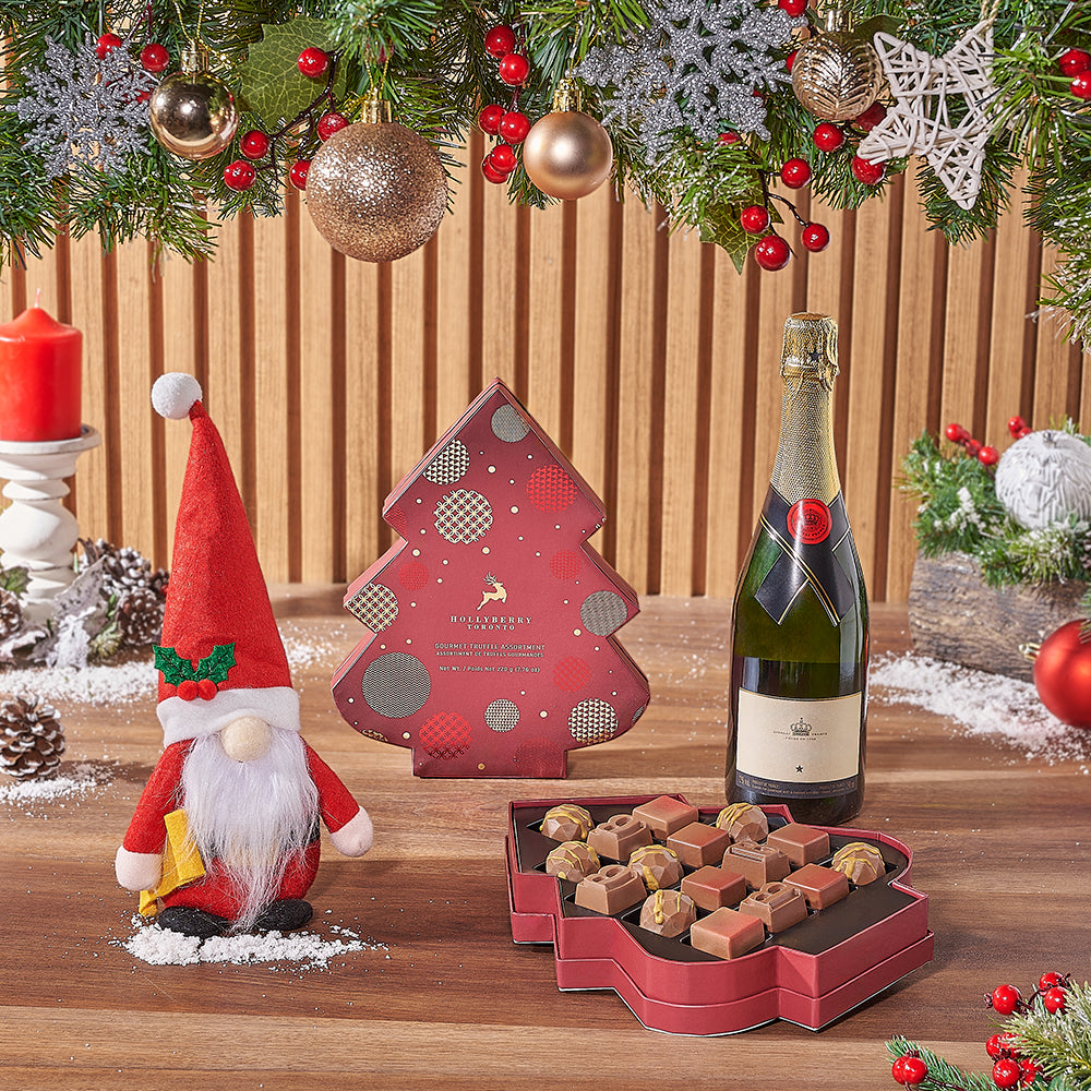 Santa &amp; Gourmet Chocolates with Champagne Gift Set, Christmas gift, Christmas, chocolate gift, chocolate, sparkling wine gift, sparkling wine, California delivery