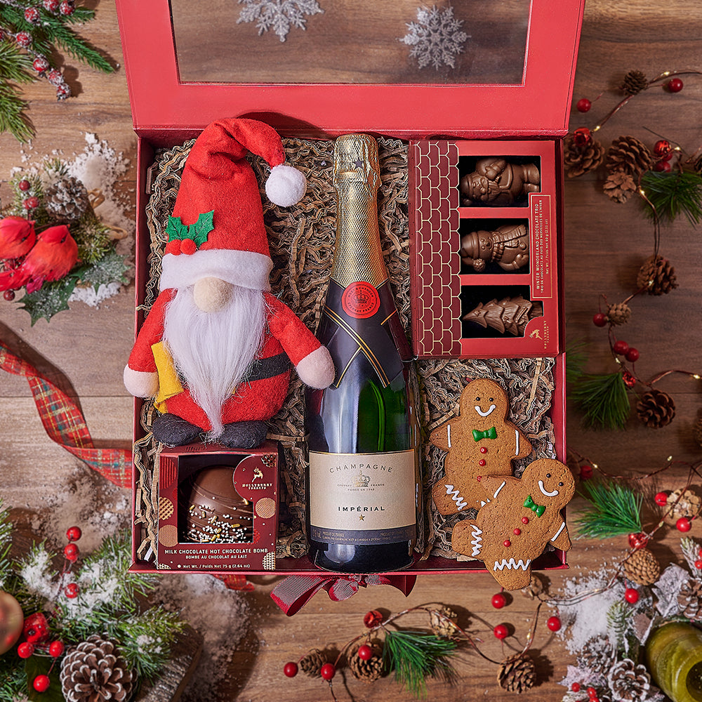 Santa’s Sweet Choice with Champagne, champagne gift, champagne, sparkling wine gift, sparkling wine, gourmet gift, gourmet, Christmas gift, Christmas, holiday gift, holiday - California Delivery