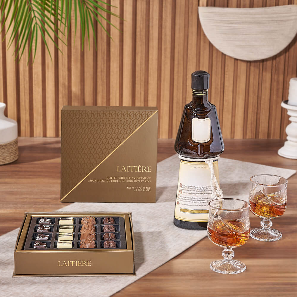 Spirits &amp; Truffle Gift Set, liquor gift, liquor, chocolate gift, chocolate, California delivery