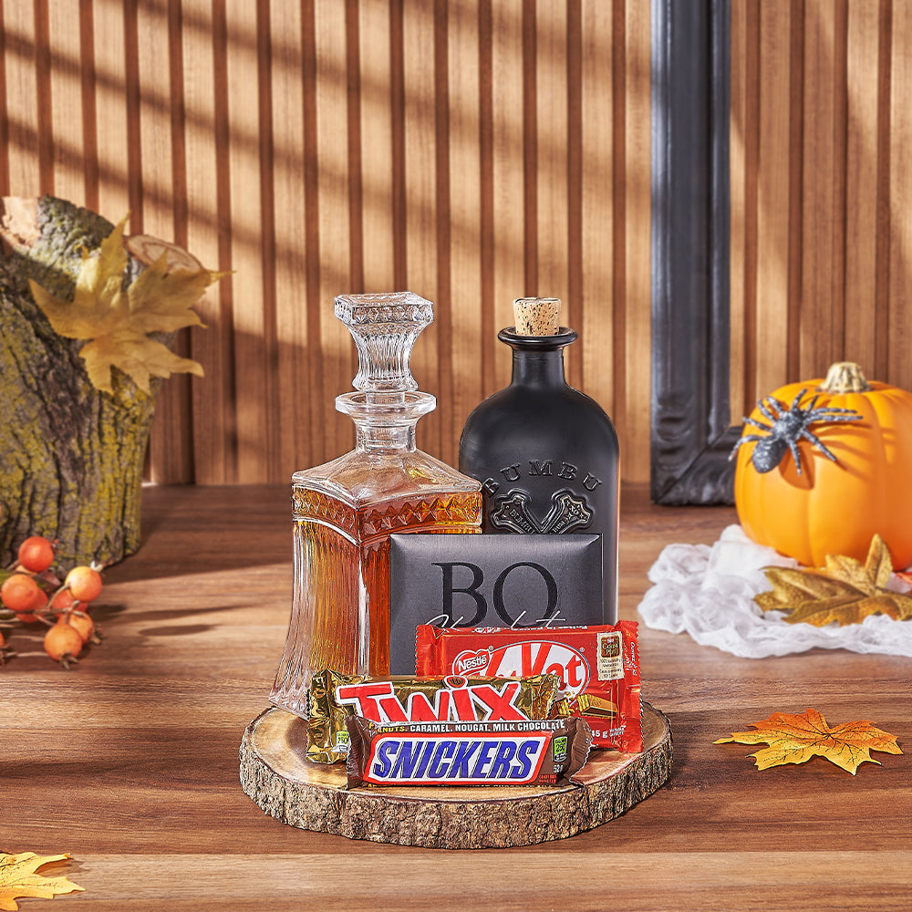 Spirits of Halloween Decanter Gift, liquor gift, liquor, halloween gift, halloween, chocolate gift, chocolate, California delivery