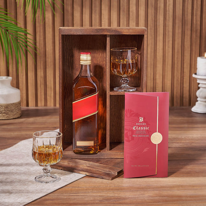 Summerhill Liquor & Treats Basket, liquor gift, liquor, chocolate gift, chocolate, California delivery