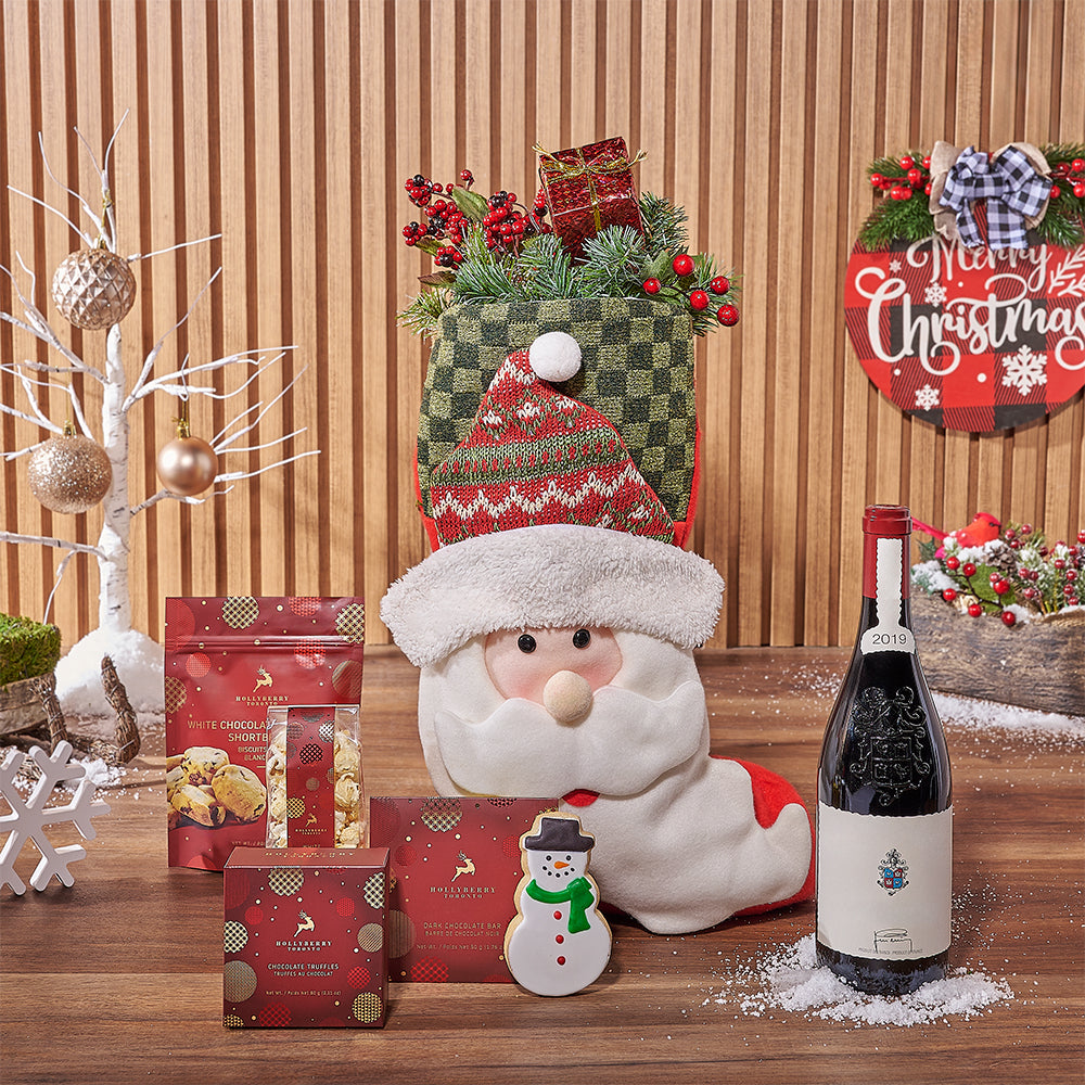 Sweet Stocking &amp; Wine Gift Set, wine gift, wine, chocolate gift, chocolate, Christmas gift, Christmas, California delivery 