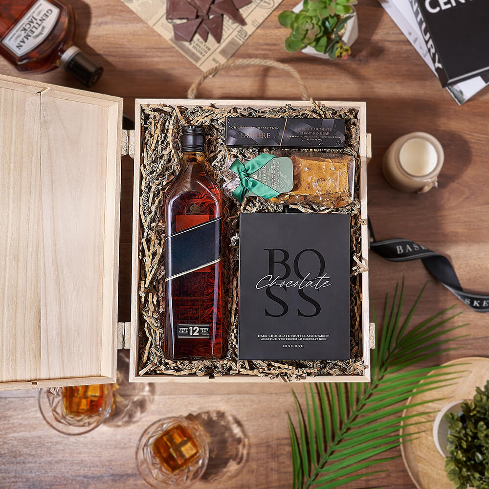 Sweet Things &amp; Liquor Gift Box, liquor gift, liquor, chocolate gift, chocolate, California delivery