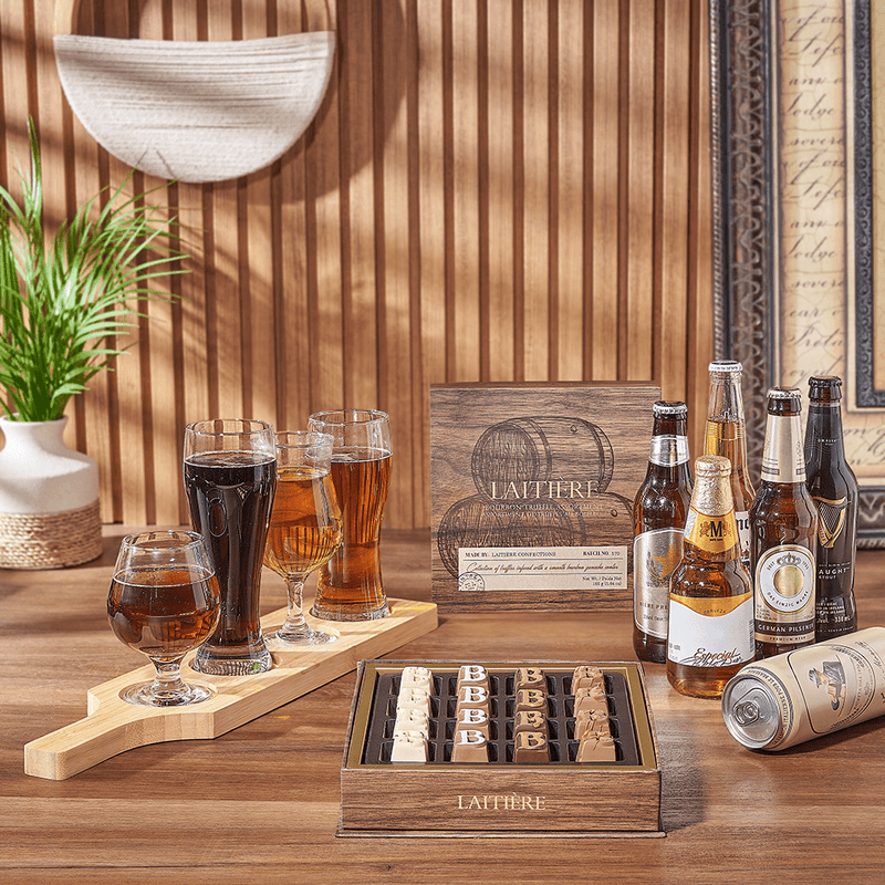 Sweet Truffle & Beer Flight, beer flight gift, beer flight, beer gift, beer, chocolate gift, chocolate, California delivery