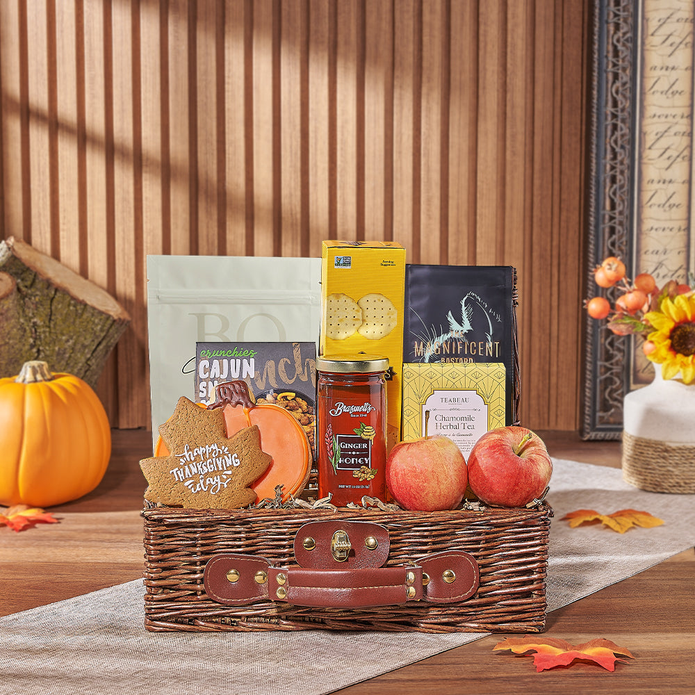 Thanksgiving Fruit & Snacks Bounty, thanksgiving gift, thanksgiving, cookie gift, cookie, tea gift, tea, California delivery