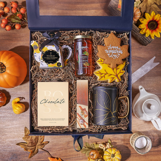 Thanksgiving Tea Gift Box, chocolate gift, chocolate, thanksgiving gift, thanksgiving, tea gift, tea, California delivery