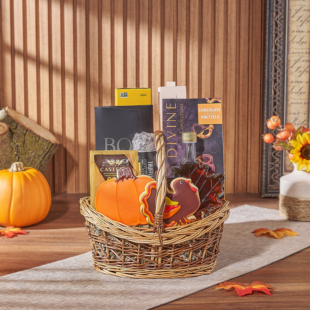 Thanksgiving Treat &amp; Cookie Basket, cookie gift, cookie, thanksgiving gift, thanksgiving, chocolate gift, chocolate, charcuterie gift, charcuterie, California delivery