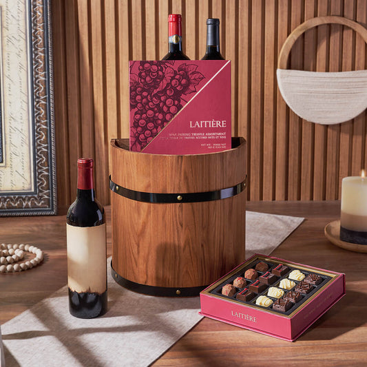The Wine and Chocolate Collection Gift Basket, wine gift, wine, wine trio gift, wine trio, chocolate gift, chocolate, California delivery