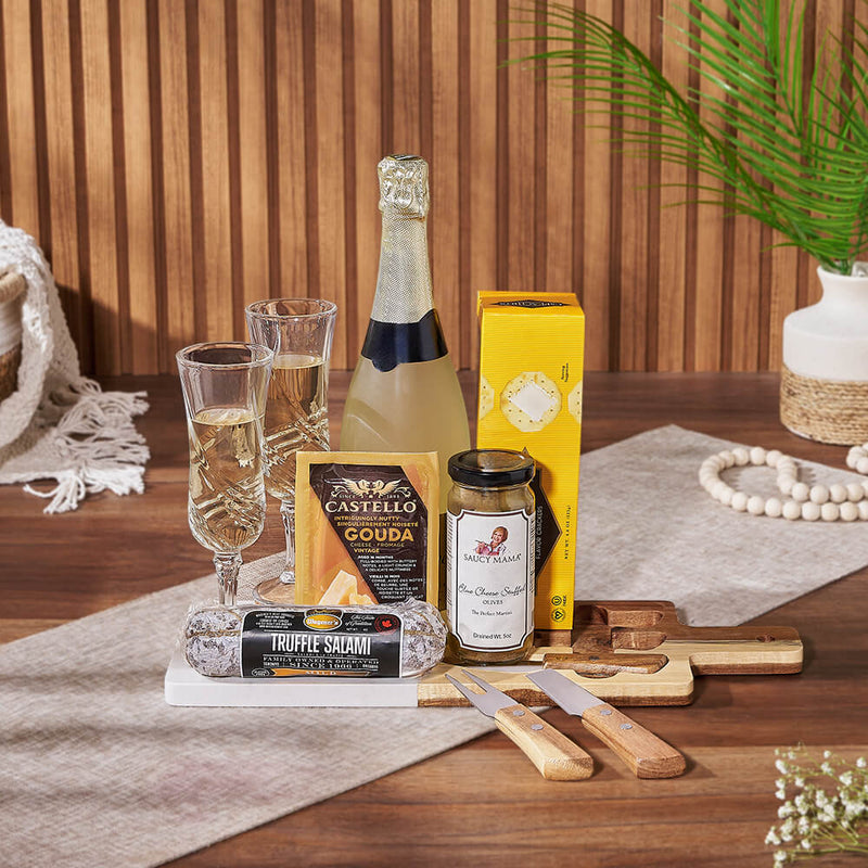 Toast to Meat & Cheese Champagne Basket, champagne gift, champagne, sparkling wine gift, sparkling wine, charcuterie gift, charcuterie, California delivery