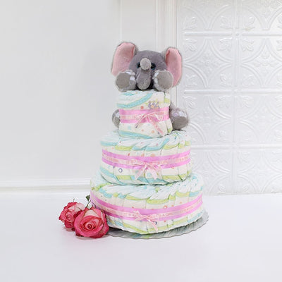 Unisex Diaper Cake from California Baskets - Baby Gift Set - California Delivery.