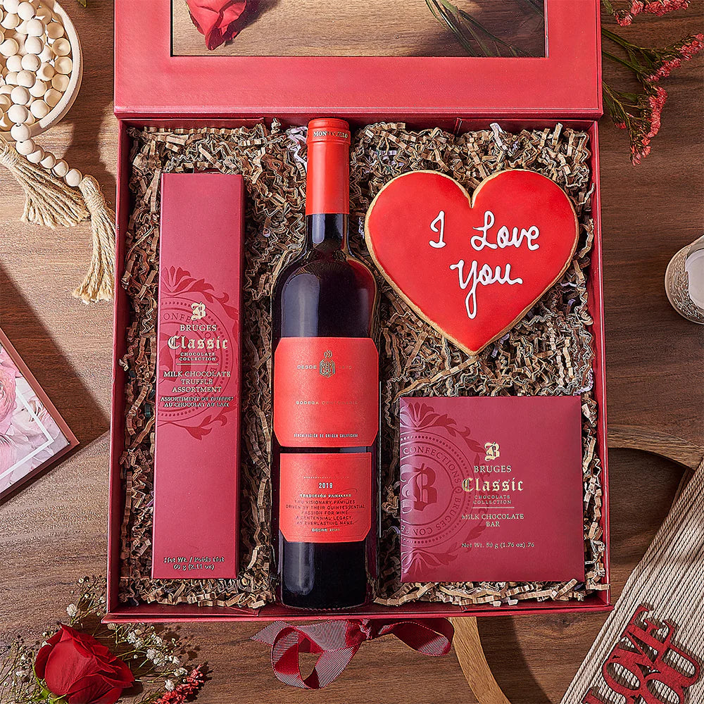 Valentine’s Wine Box, wine gift, wine, valentines day gift, valentines day, cookie gift, cookie, Los Angeles delivery