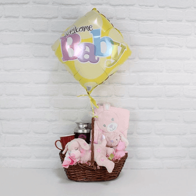 Welcome Newborn Baby Girl Gift Basket from California Baskets - Baby Gift Set - California Delivery.