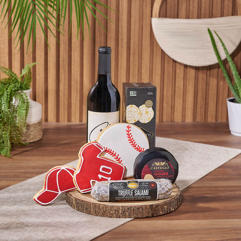 Wine &amp; Baseball Cookie Gift, wine gift, wine, baseball gift, baseball, sports gift, sports, California delivery