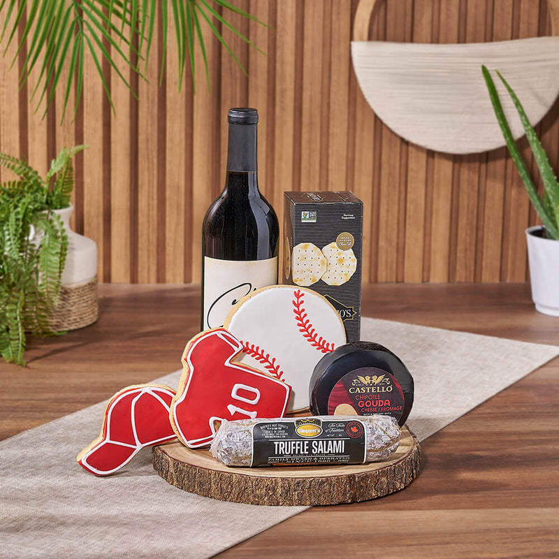 Wine & Baseball Cookie Gift, wine gift, wine, baseball gift, baseball, sports gift, sports, California delivery