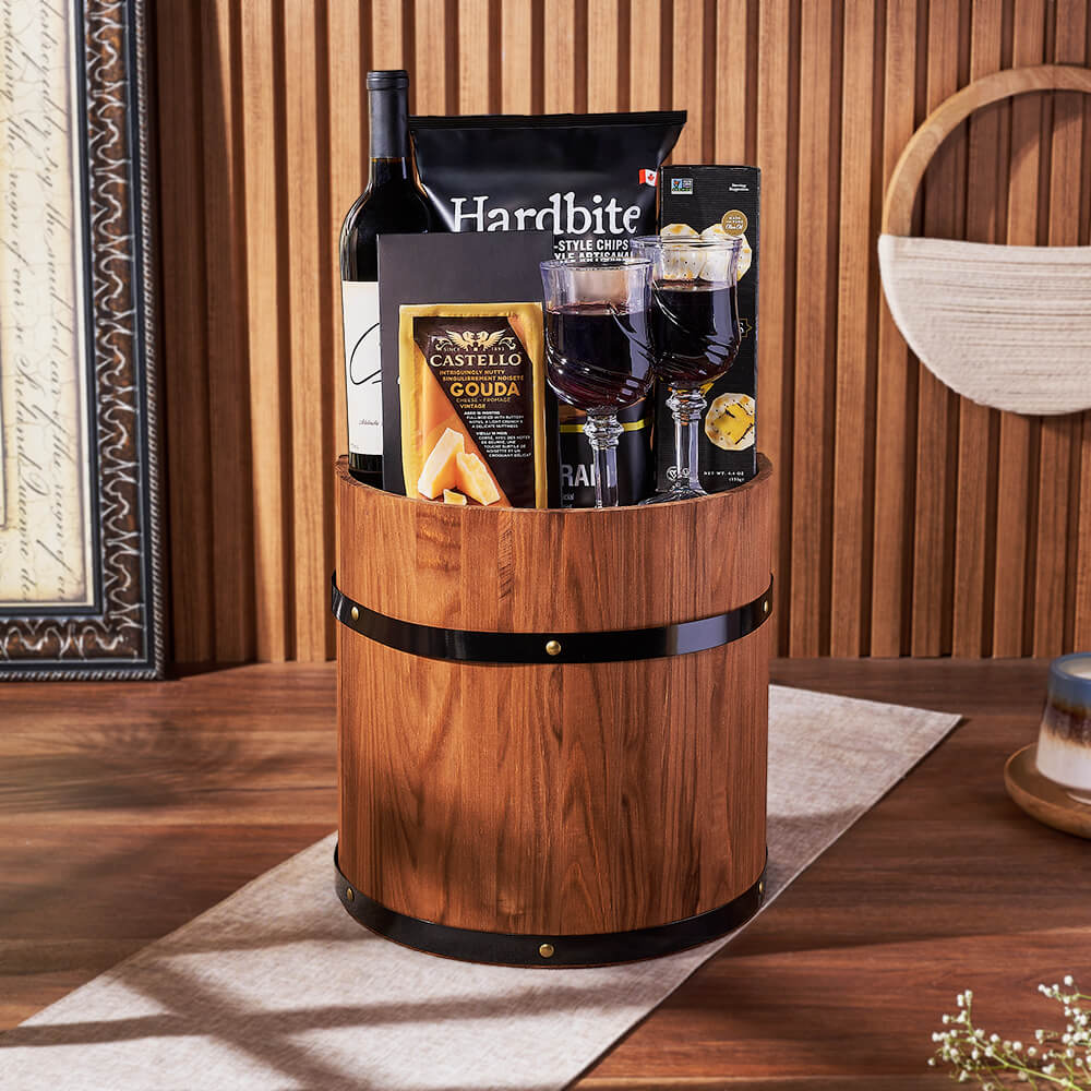 Wine &amp; Cheese Barrel, wine gift, wine, cheese gift, cheese, California delivery