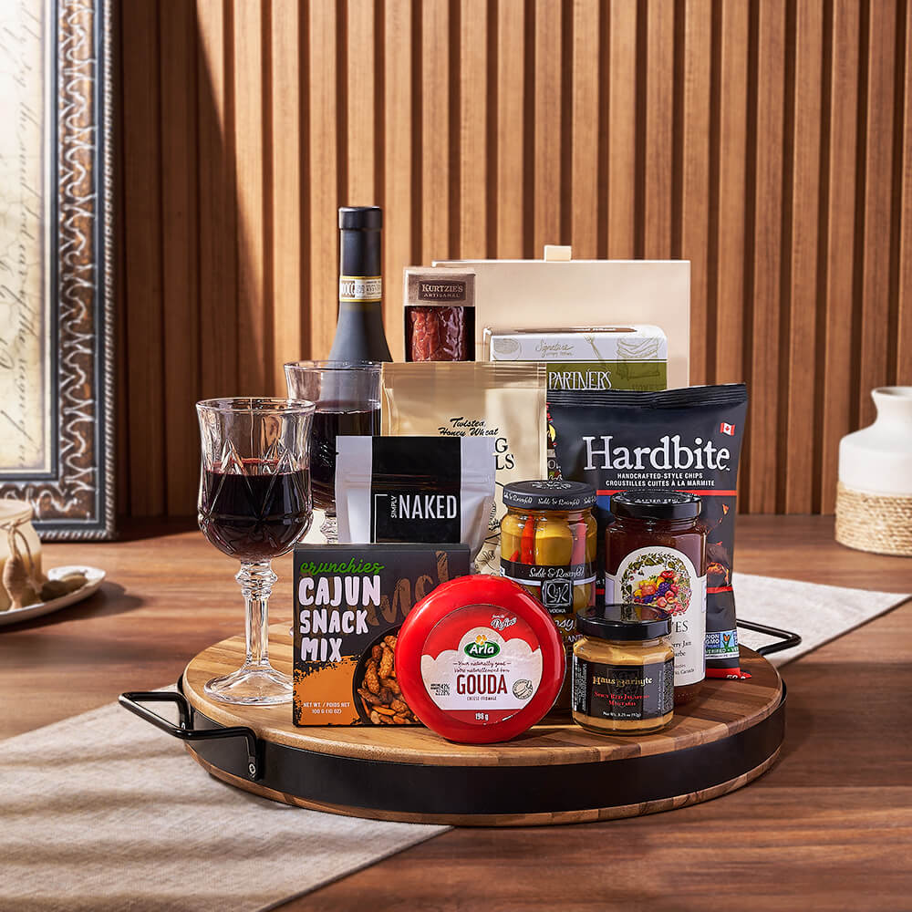 Wish You Success Wine &amp; Goodies Gift Basket, wine gift, wine, charcuterie gift, charcuterie, cheese gift, cheese, California delivery