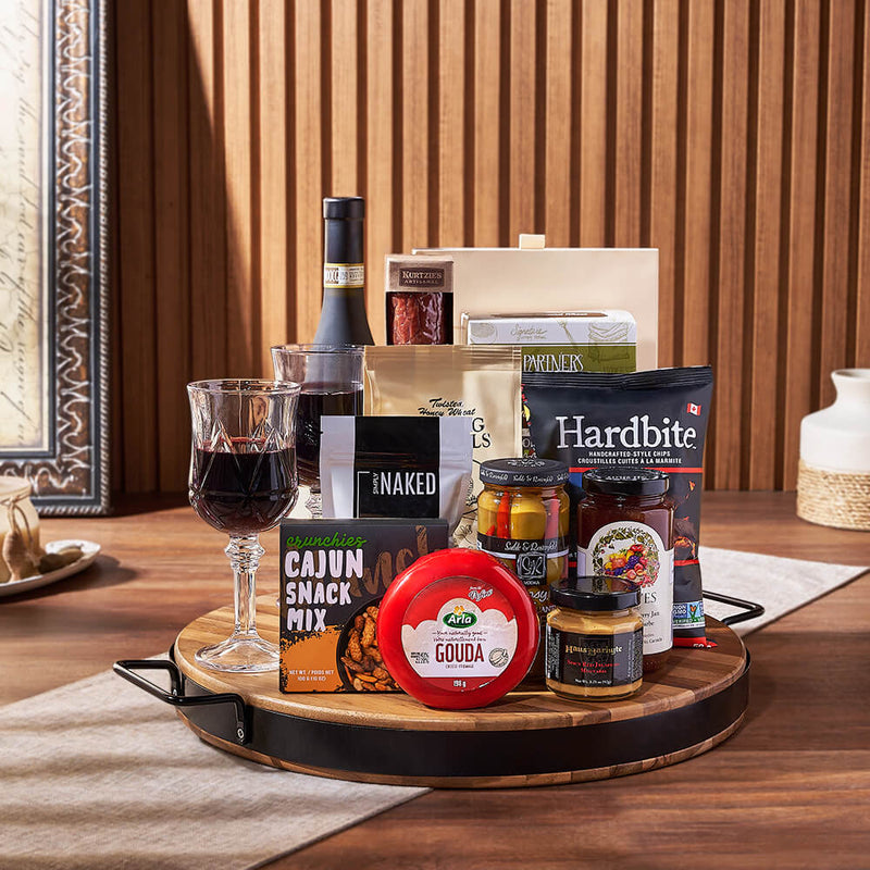 Wish You Success Wine & Goodies Gift Basket, wine gift, wine, charcuterie gift, charcuterie, cheese gift, cheese, California delivery