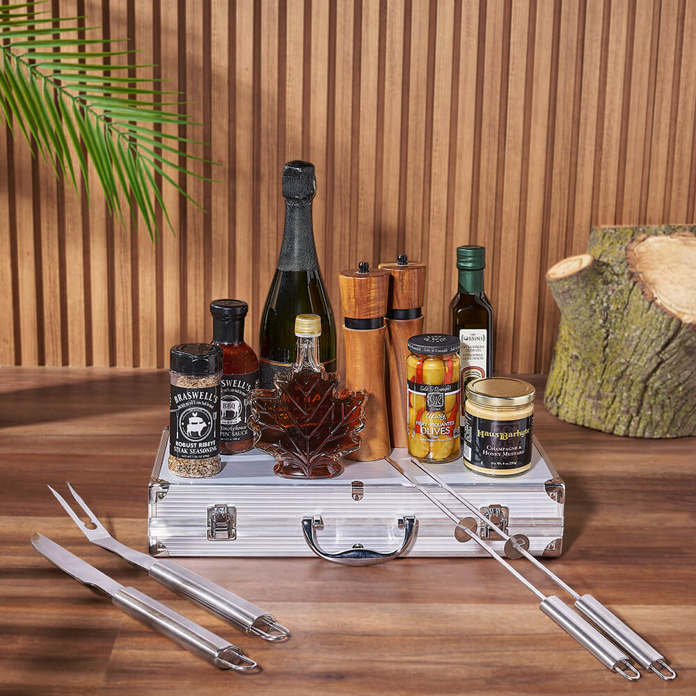 Zesty Barbeque Grill Gift Set with Champagne, sparkling wine gift, sparkling wine, champagne gift, champagne, grill gift, grill, California delivery